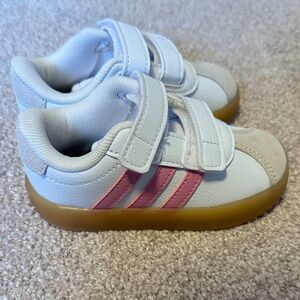 Brand New Adidas Toddler Girl White and Pink Sneakers